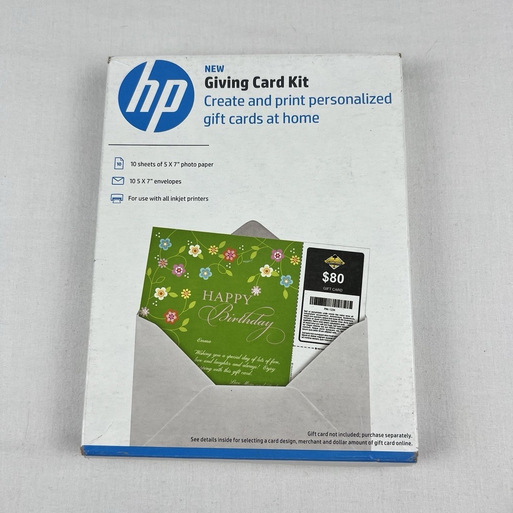 Hewlett Packard Card Kit, 5x7‎ Photo Paper/Envelopes, NEW